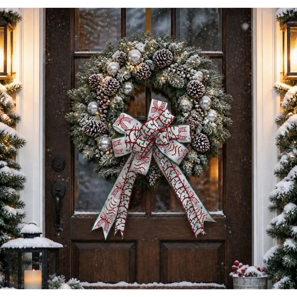 Tasty Cake Christmas Wreath Bow – 12 Inch Holiday Ribbon Bow